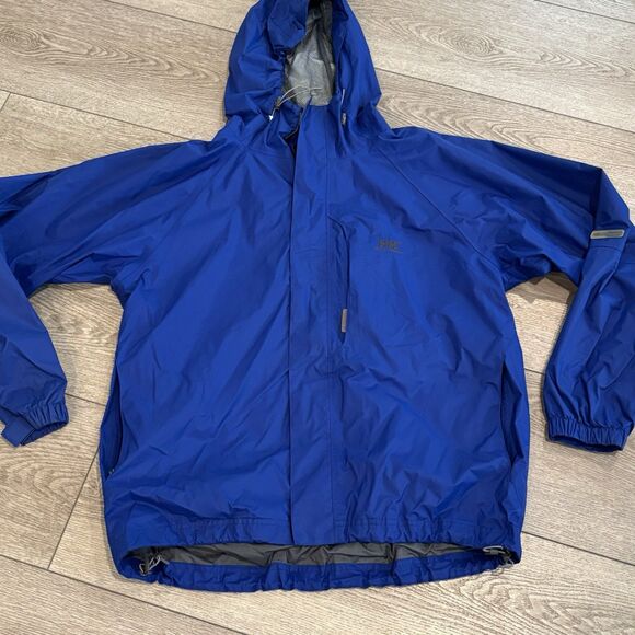 Helly Hansen Jacket Mens Medium Blue Hellytech Packable Hooded Coat Hiking - Picture 1 of 8
